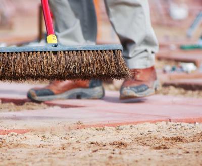 Person sweeping at Angels Rest at Best Friends Animal Sanctuary