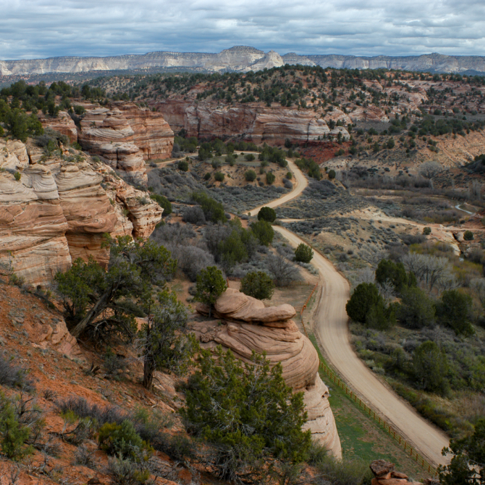 Aerial shot of Angel Canyon in Kanab UT